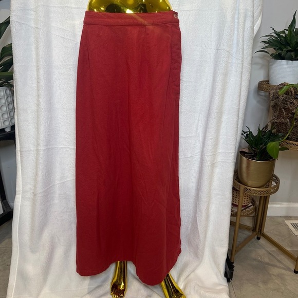 Cotton Cotton by Mari Casuals Dresses & Skirts - True Vintage Boho 100% Textured Cotton Red Maroon Maxi Skirt USA Made LARGE